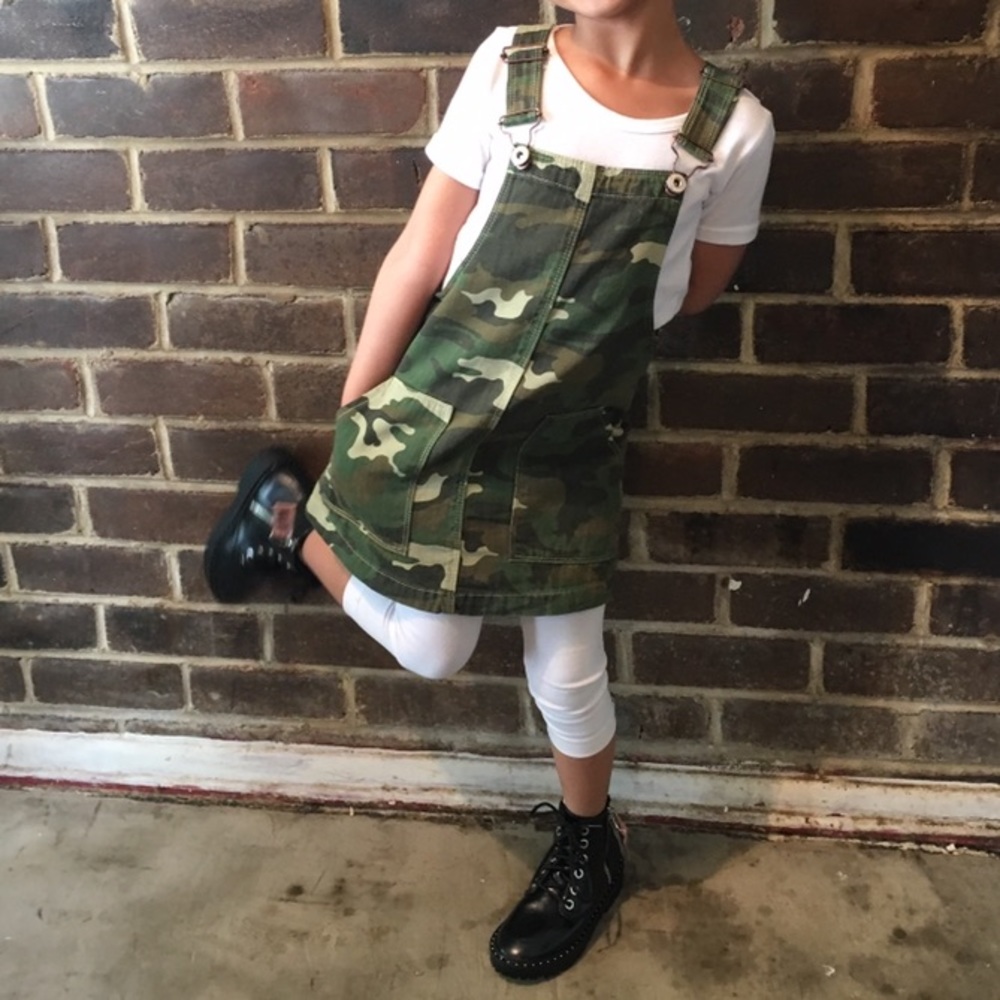 Zara Girls Denim Camo Overall Dress